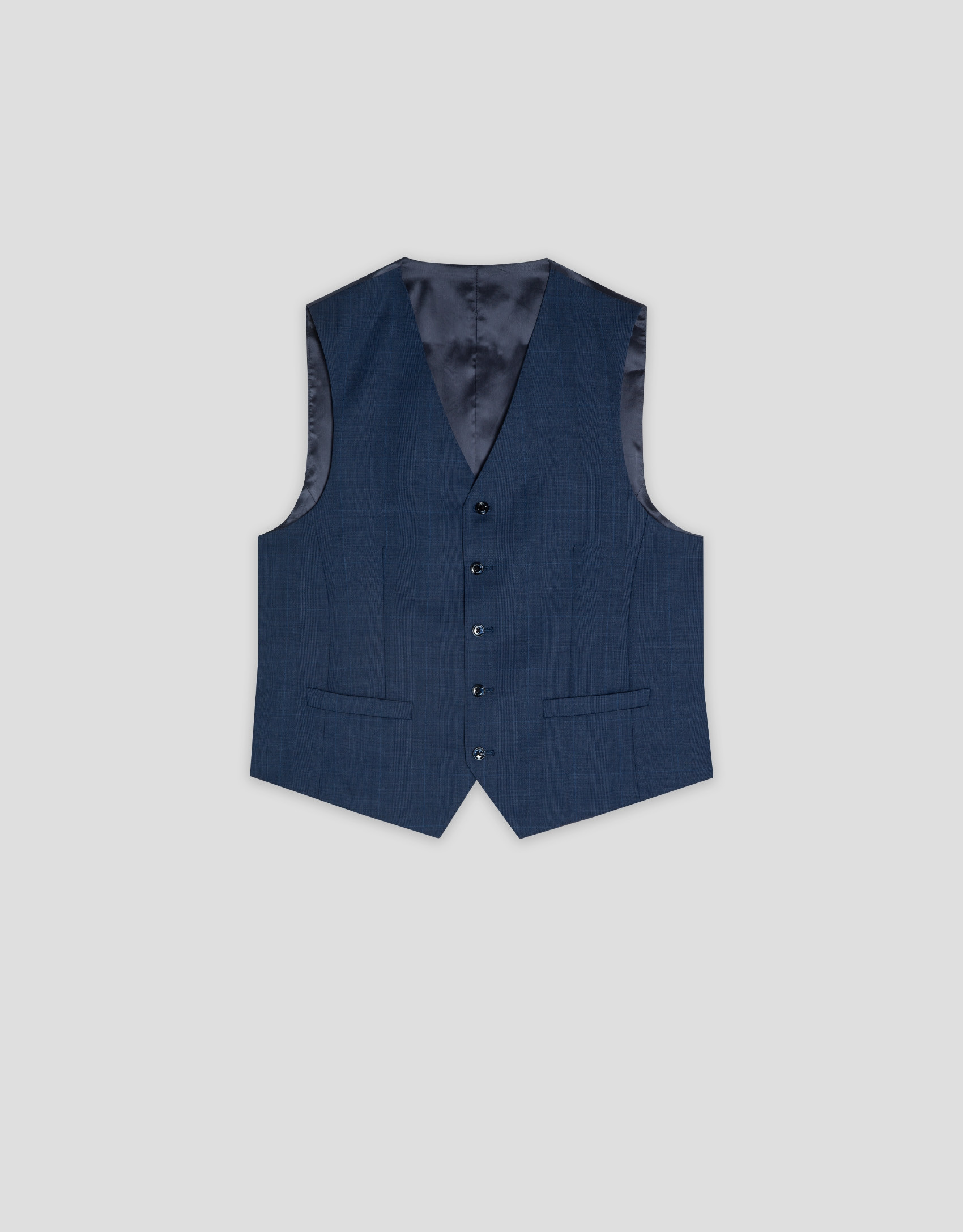 Ink blue checked waistcoat - Man - SS2026 | Roberto Verino