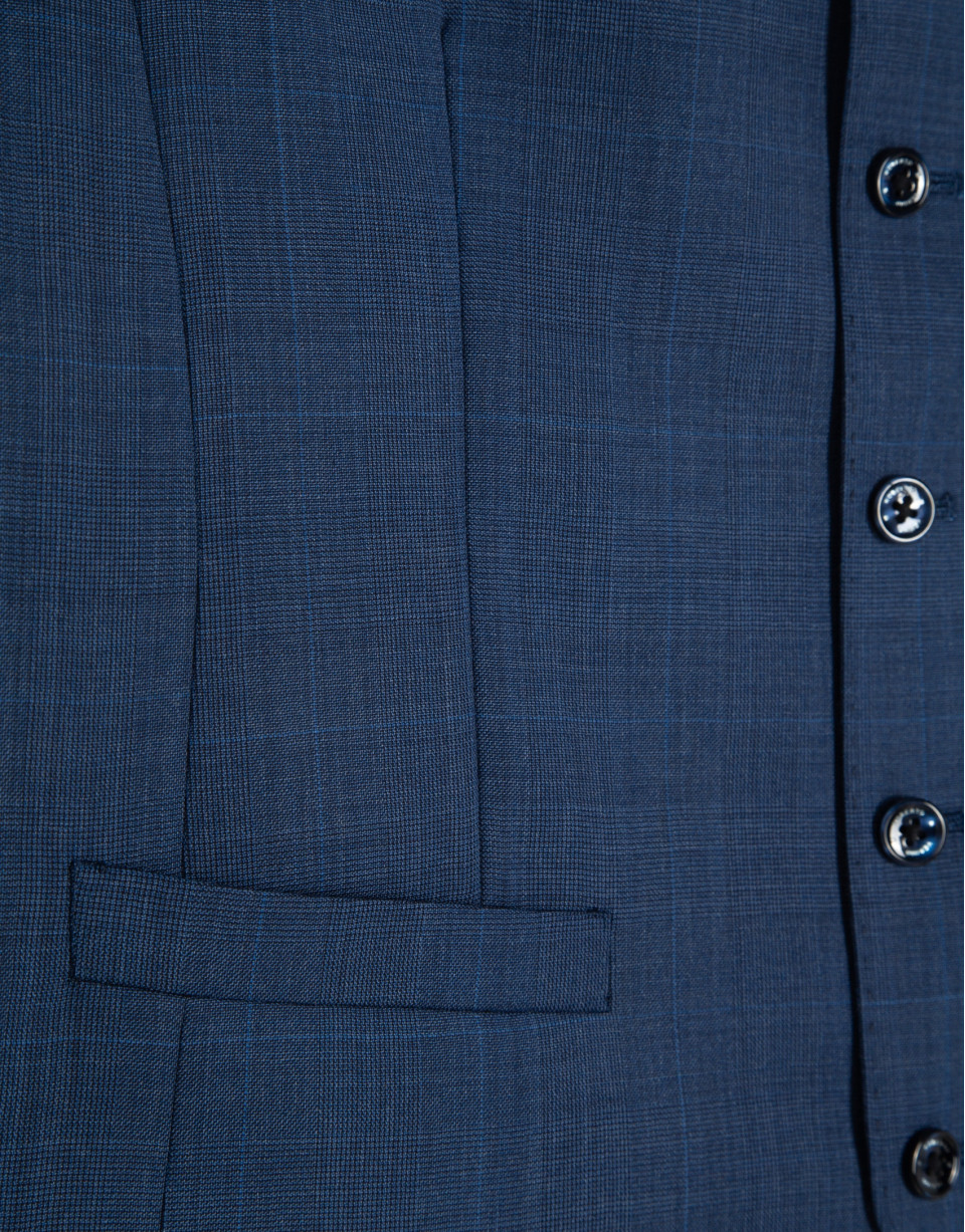 Ink blue checked waistcoat - Man - SS2026 | Roberto Verino