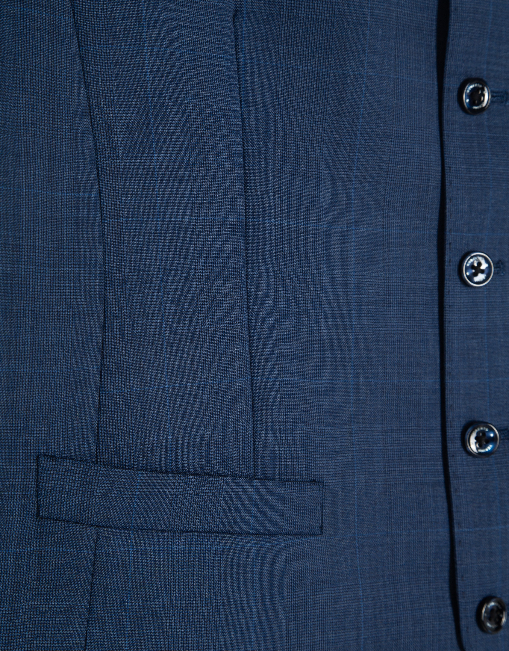 Ink blue checked waistcoat - Man - SS2026 | Roberto Verino