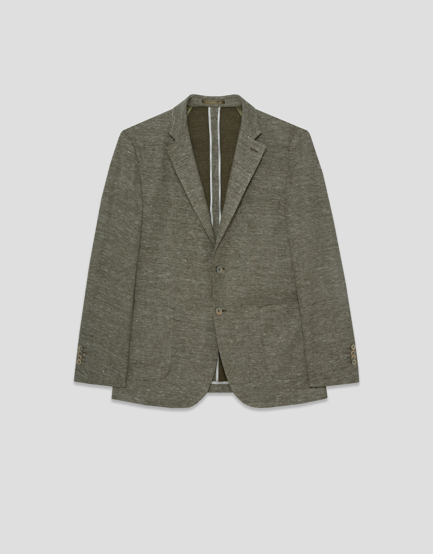 Comfort jacket in khaki/white cotton/linen knit | Roberto Verino