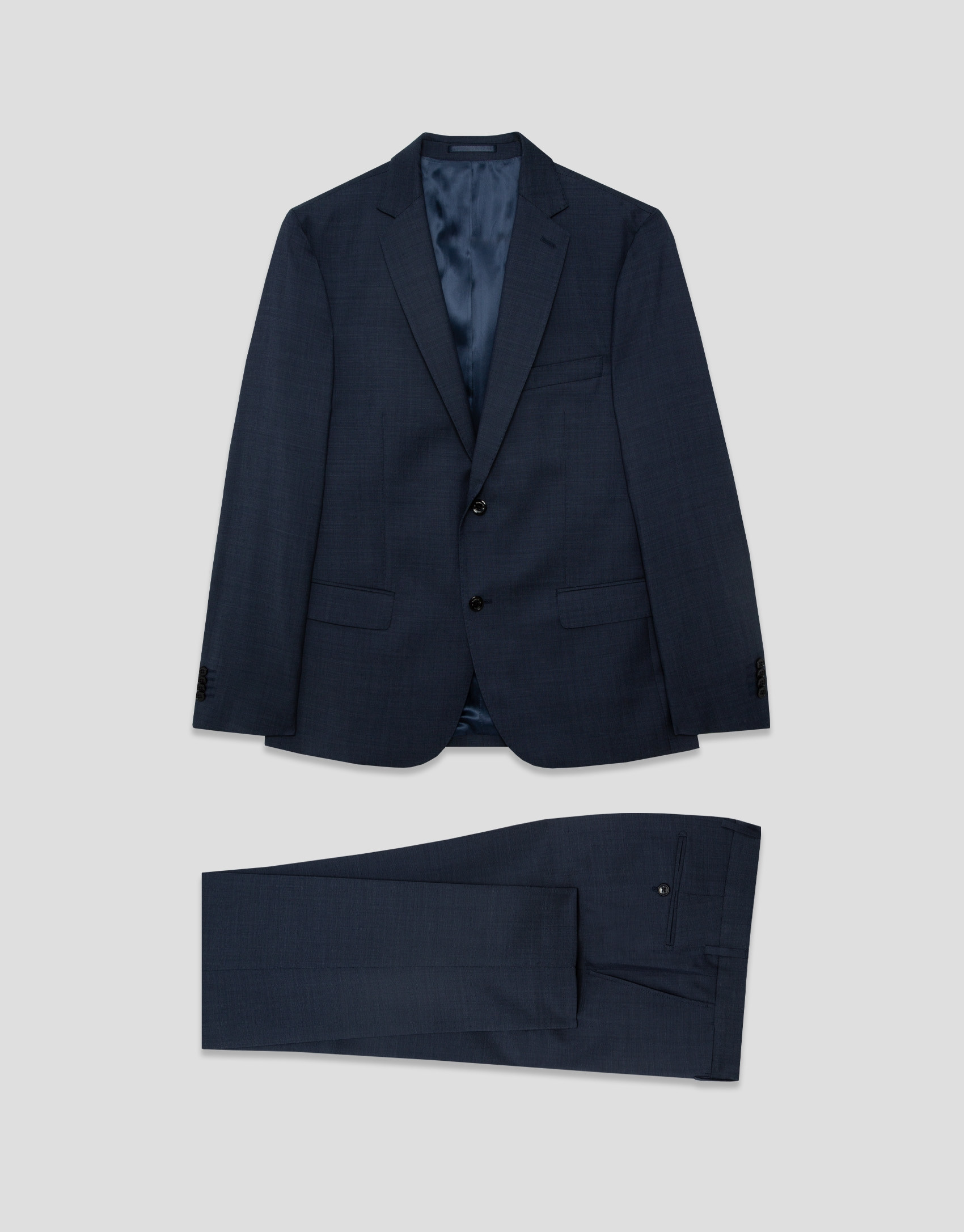 Slim fit half canvas suit in navy blue faux ... | Roberto Verino
