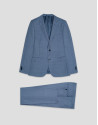 Half canvas slim fit suit in blue-grey bird's... | Roberto Verino