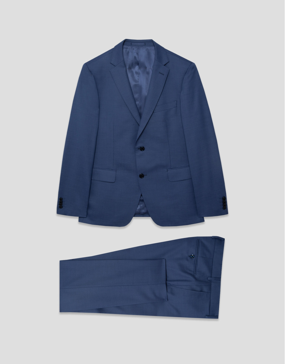 Half canvas slim fit suit in plain blue-grey | Roberto Verino