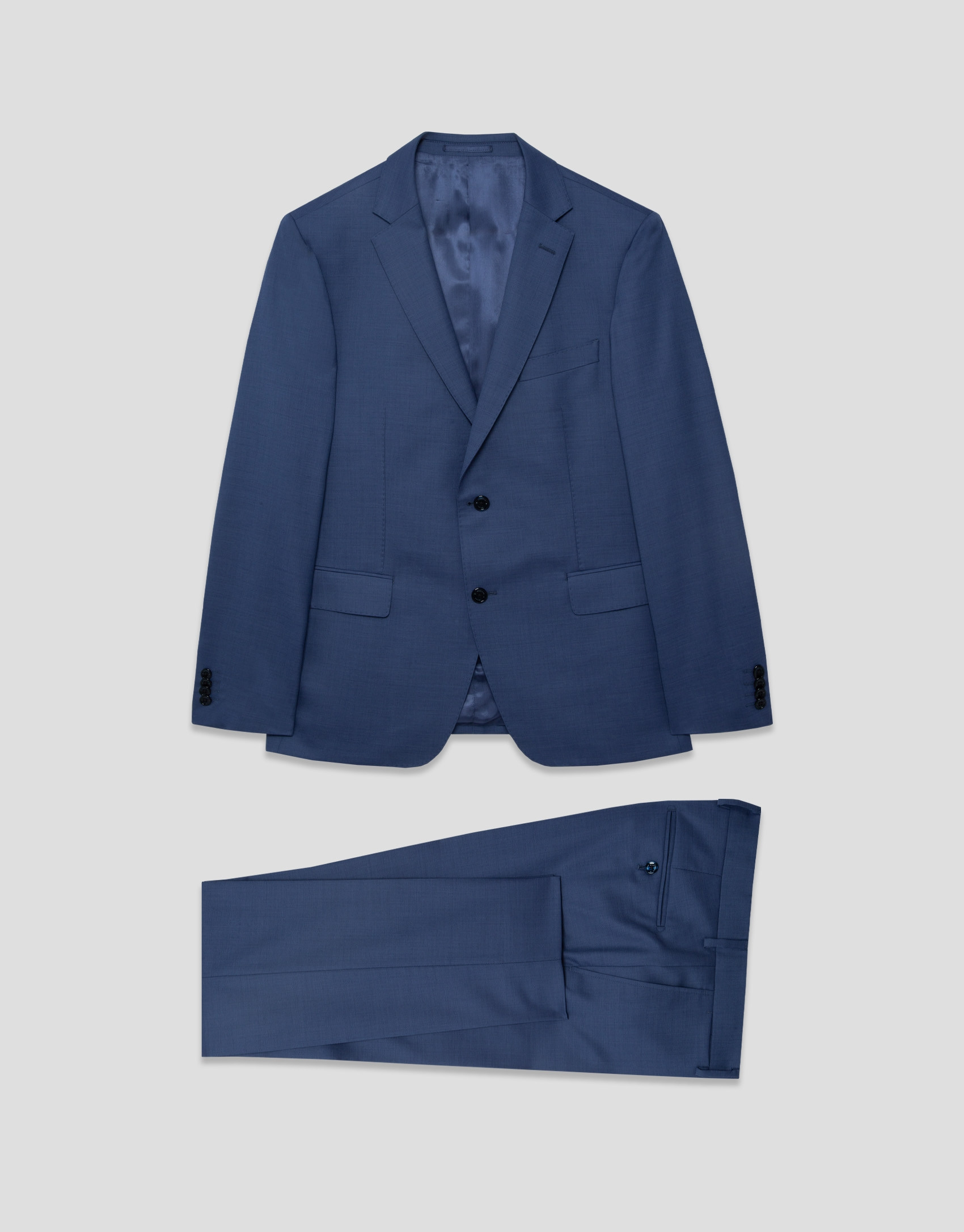 Half canvas slim fit suit in plain blue-grey | Roberto Verino