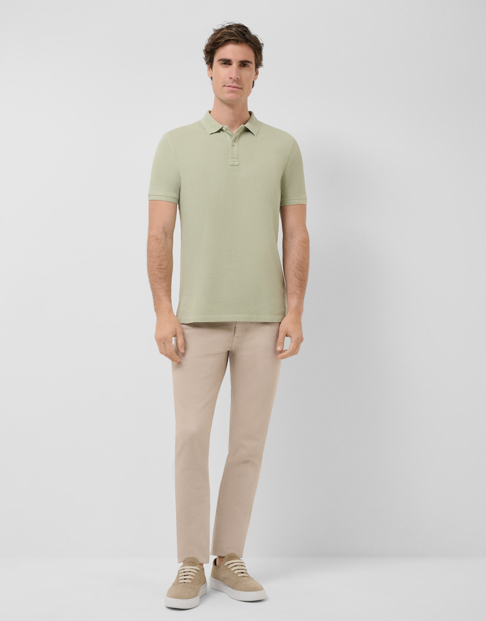 Khaki short-sleeved piqué polo shirt - Man | Roberto Verino