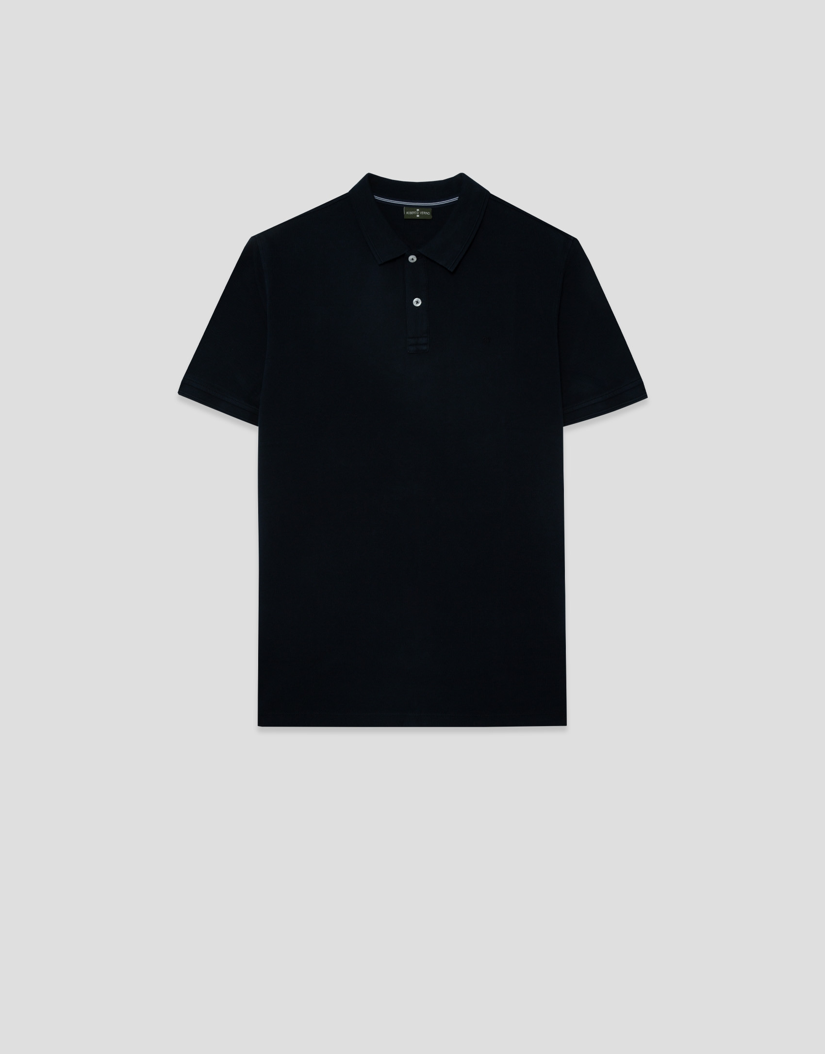 Navy blue short-sleeved piqué polo shirt - Man | Roberto Verino