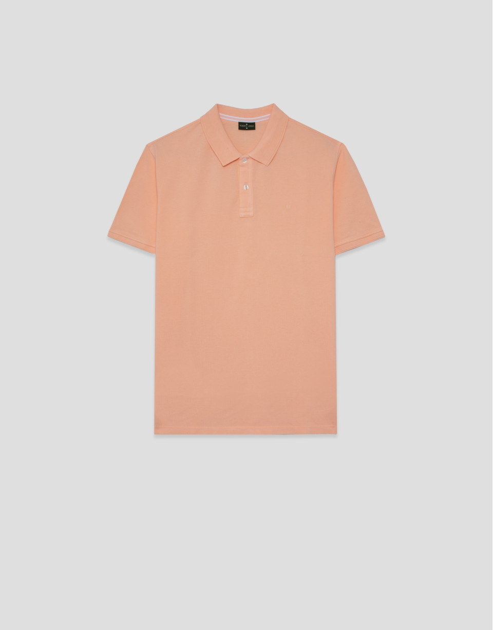 Light orange short-sleeved piqué polo shirt | Roberto Verino