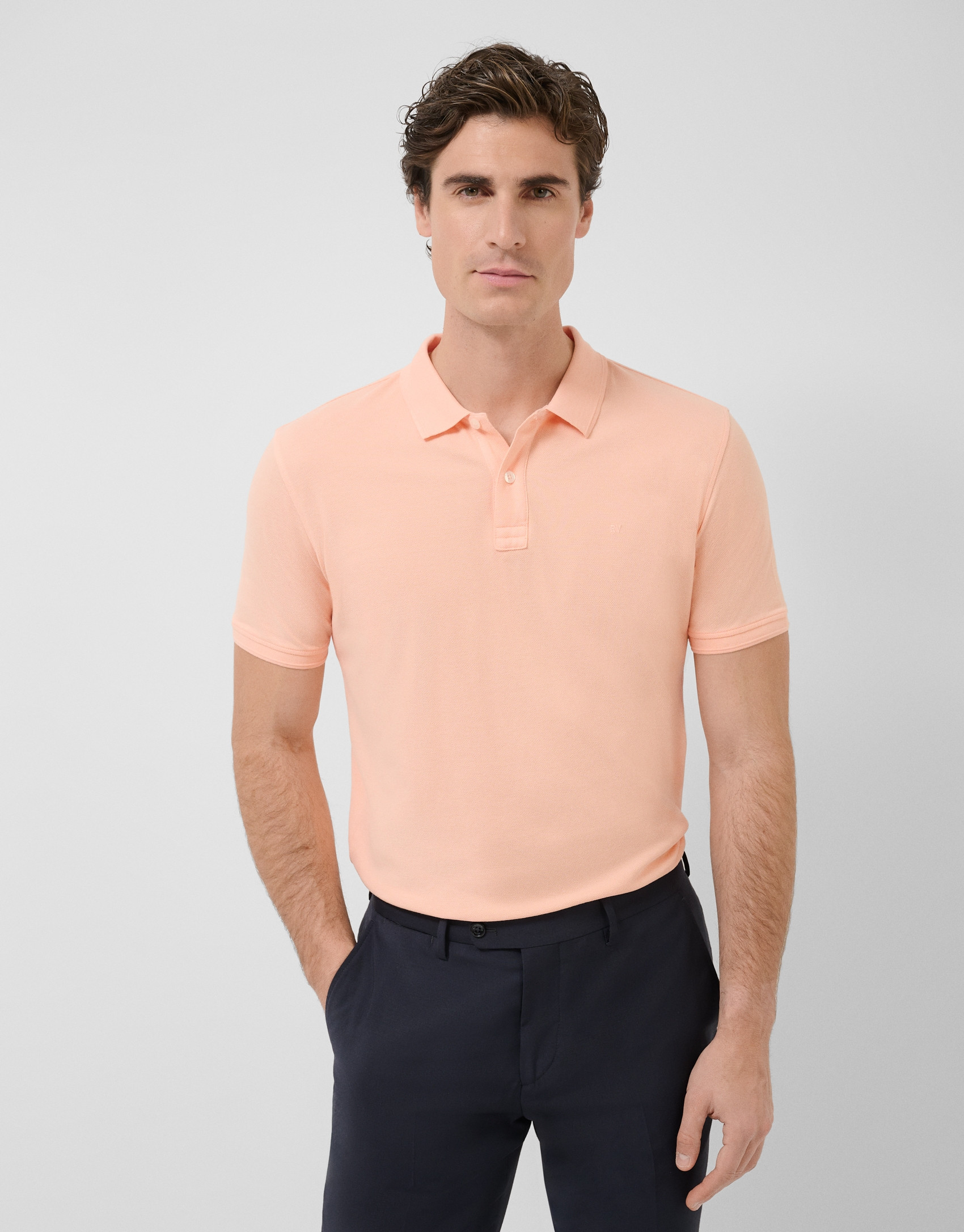 Polo piqué de manga corta naranja claro | Roberto Verino