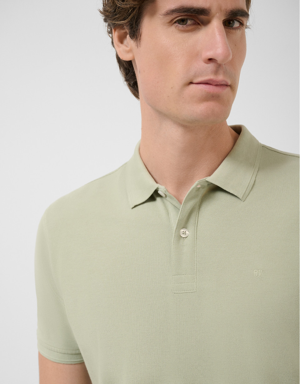 Khaki short-sleeved piqué polo shirt - Man | Roberto Verino