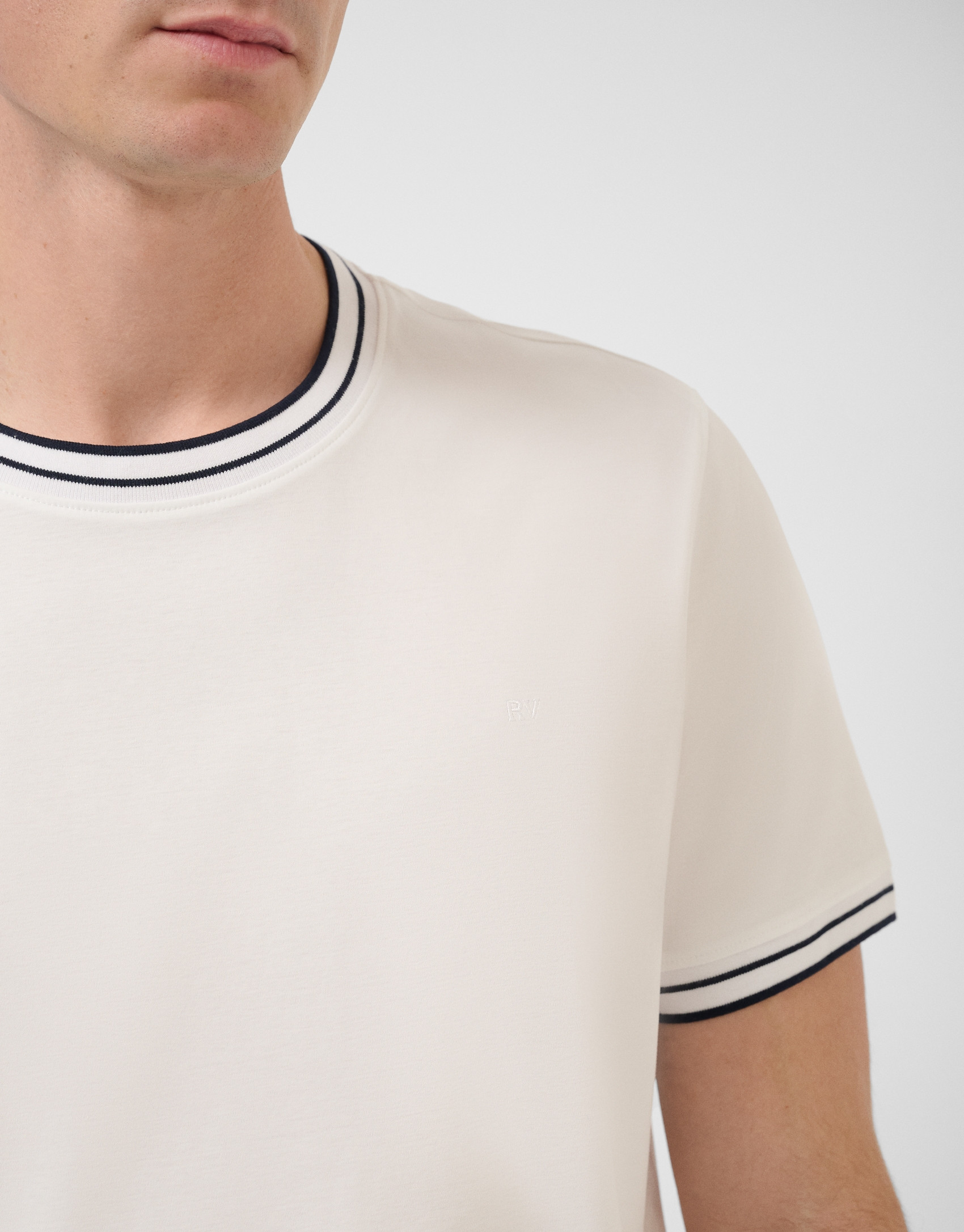 White mercerised short-sleeved T-shirt - Man | Roberto Verino