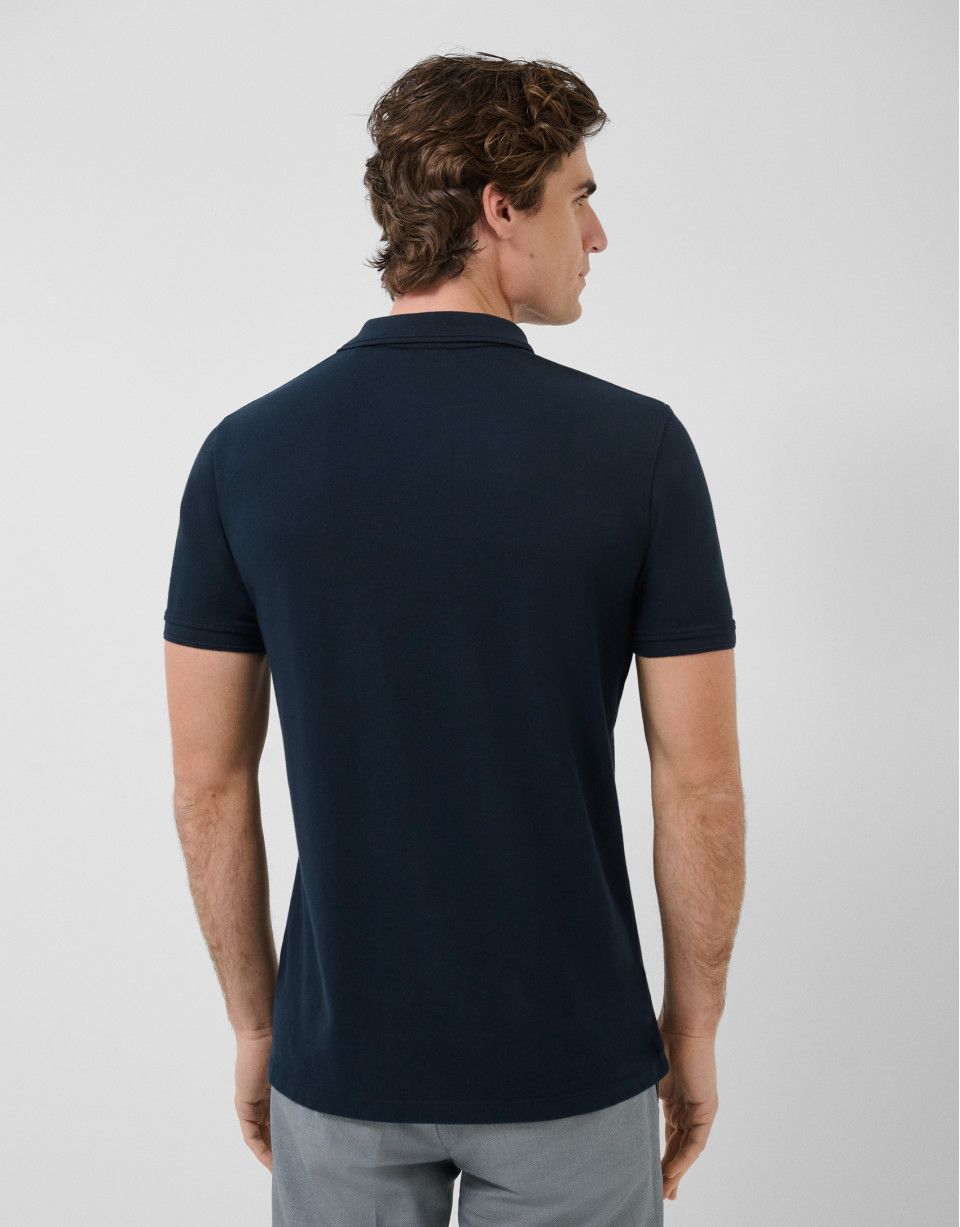 Navy blue short-sleeved piqué polo shirt - Man | Roberto Verino