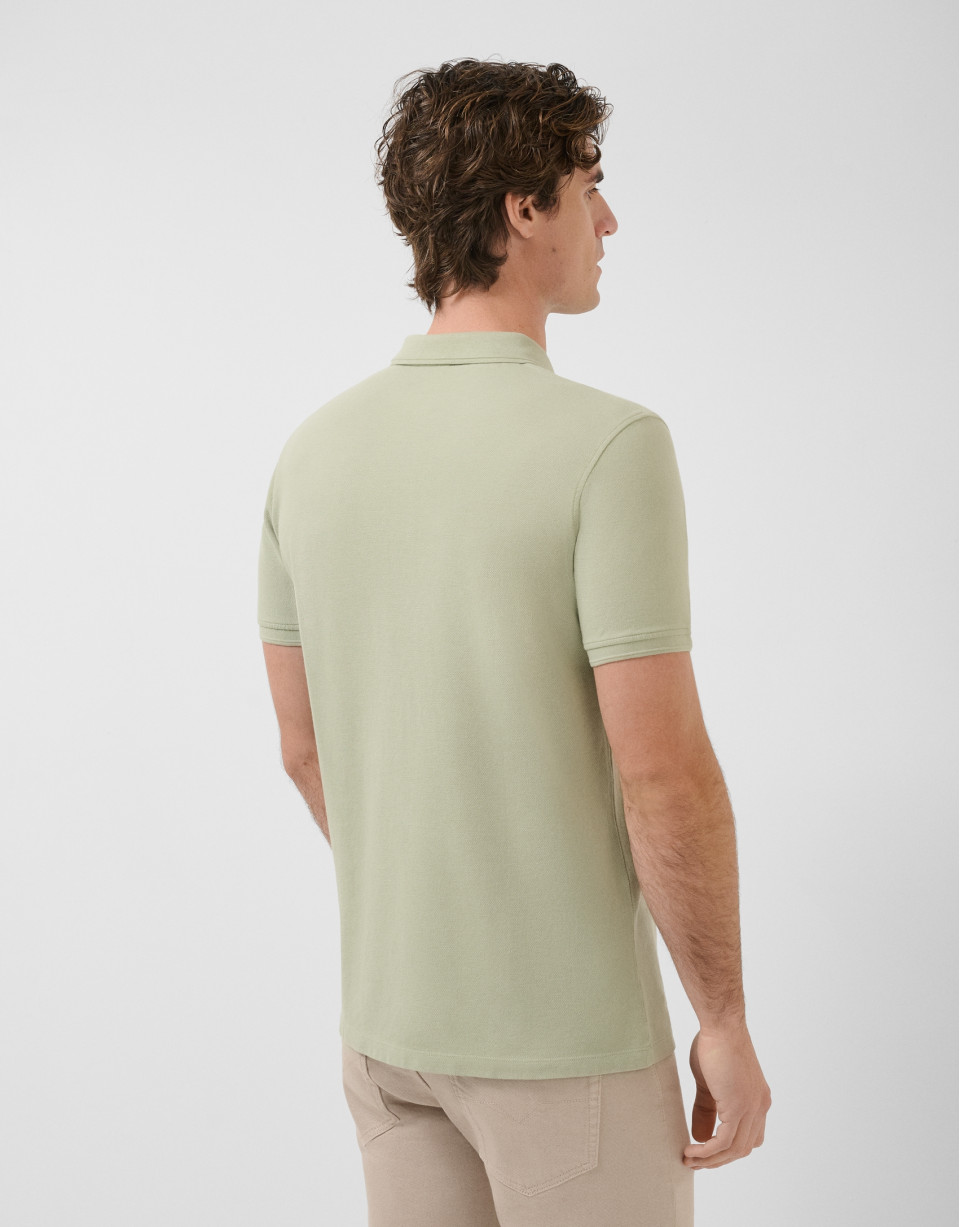 Khaki short-sleeved piqué polo shirt - Man | Roberto Verino