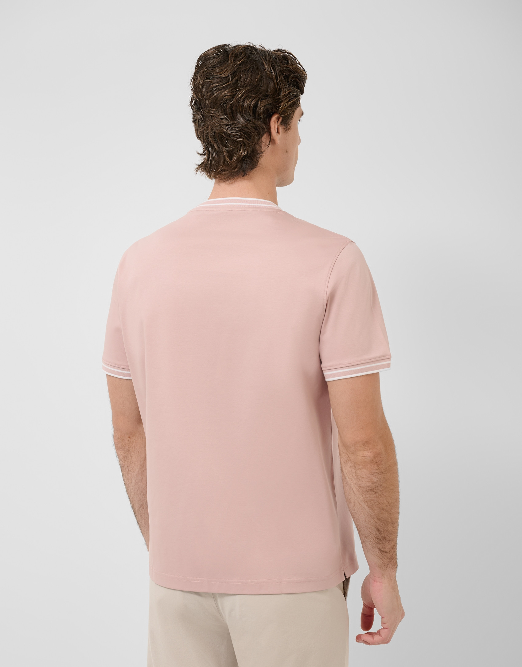 Pink mercerised short-sleeved T-shirt - Man | Roberto Verino
