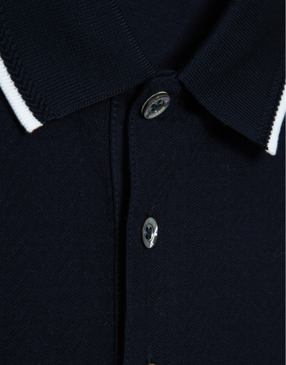 Navy blue mercerised polo shirt - Man - SS2026 | Roberto Verino