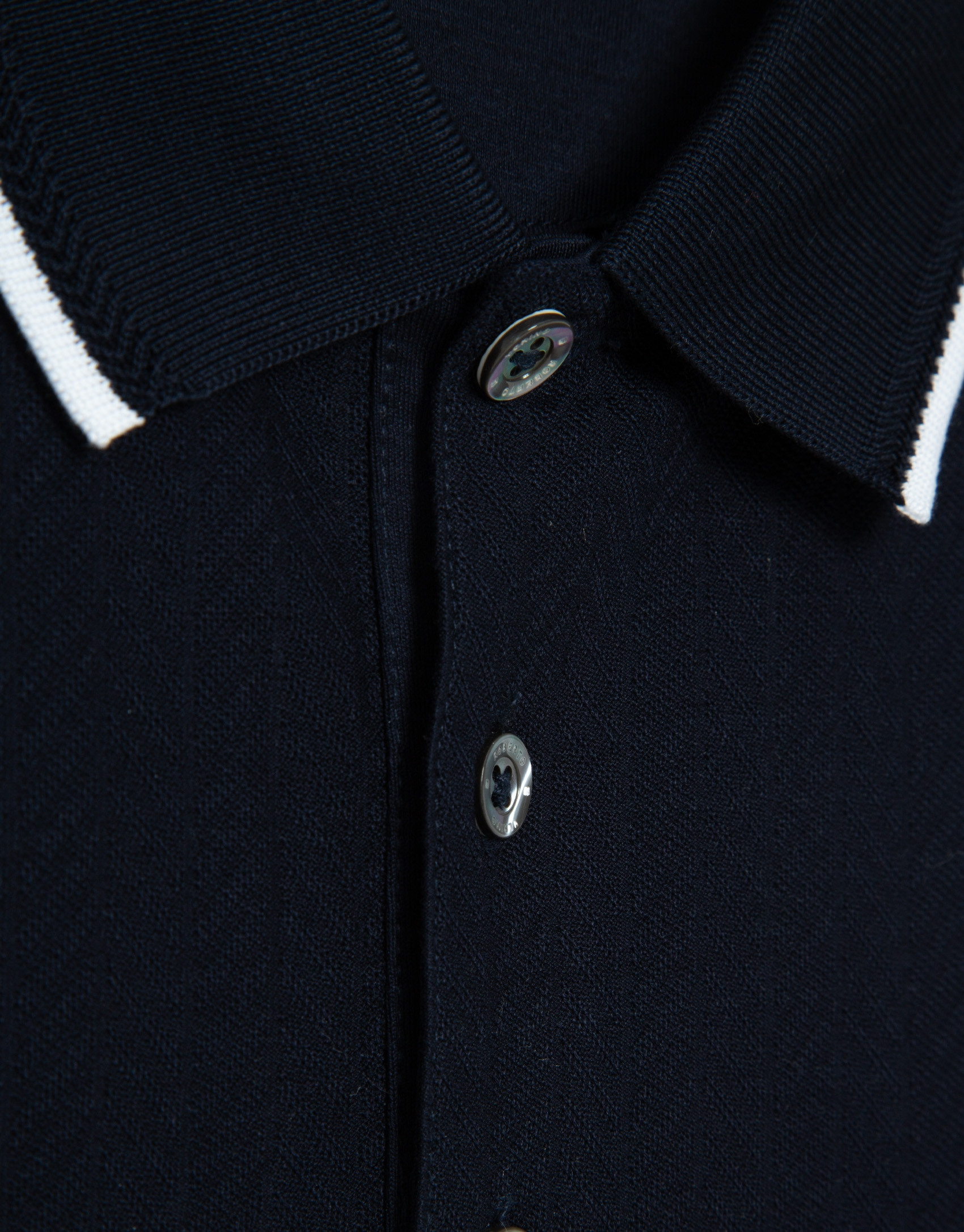 Navy blue mercerised polo shirt - Man - SS2026 | Roberto Verino