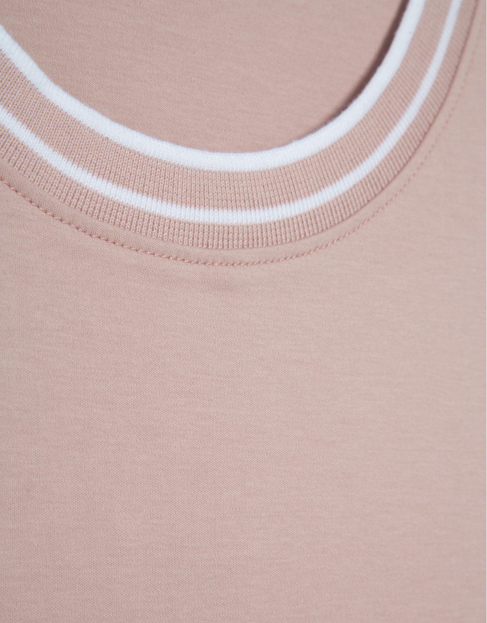 Camiseta manga corta mercerizado rosa rib blanco | Roberto Verino