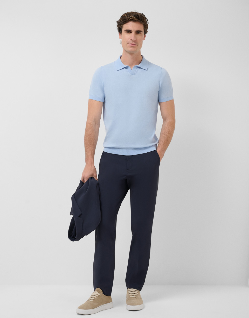 Polo tricotado high twist celeste - Hombre | Roberto Verino