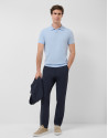 Light blue high twist knitted polo shirt - Man | Roberto Verino