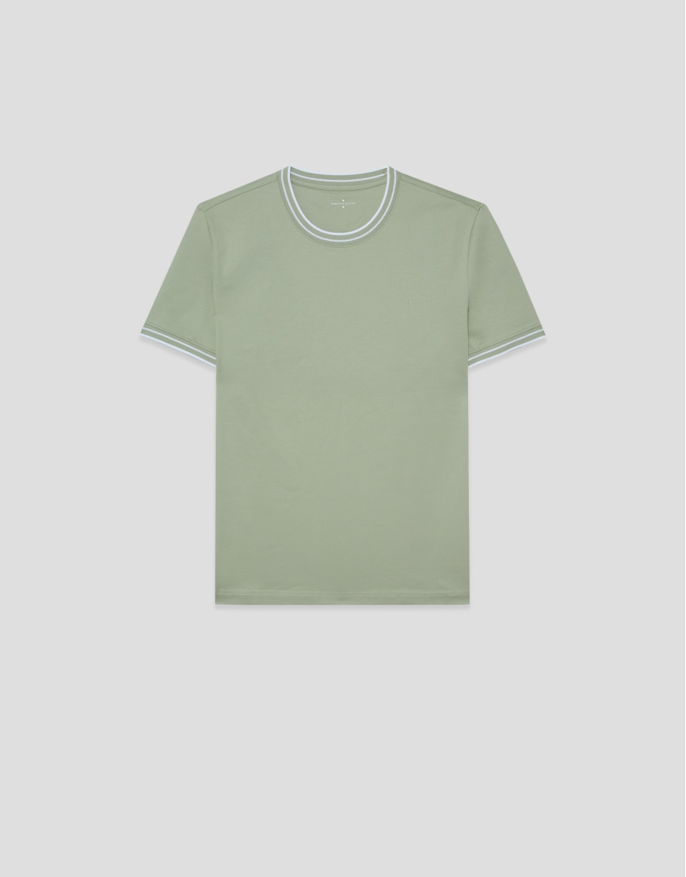 Light khaki mercerised short-sleeved T-shirt | Roberto Verino