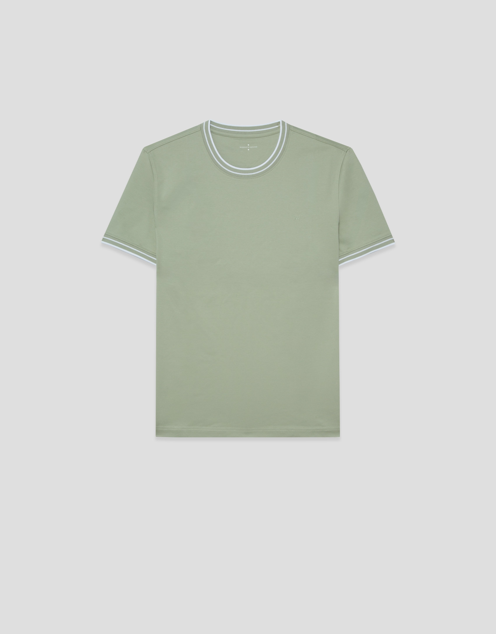 Light khaki mercerised short-sleeved T-shirt | Roberto Verino