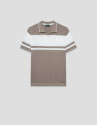 Mink blue/white striped knitted polo shirt | Roberto Verino