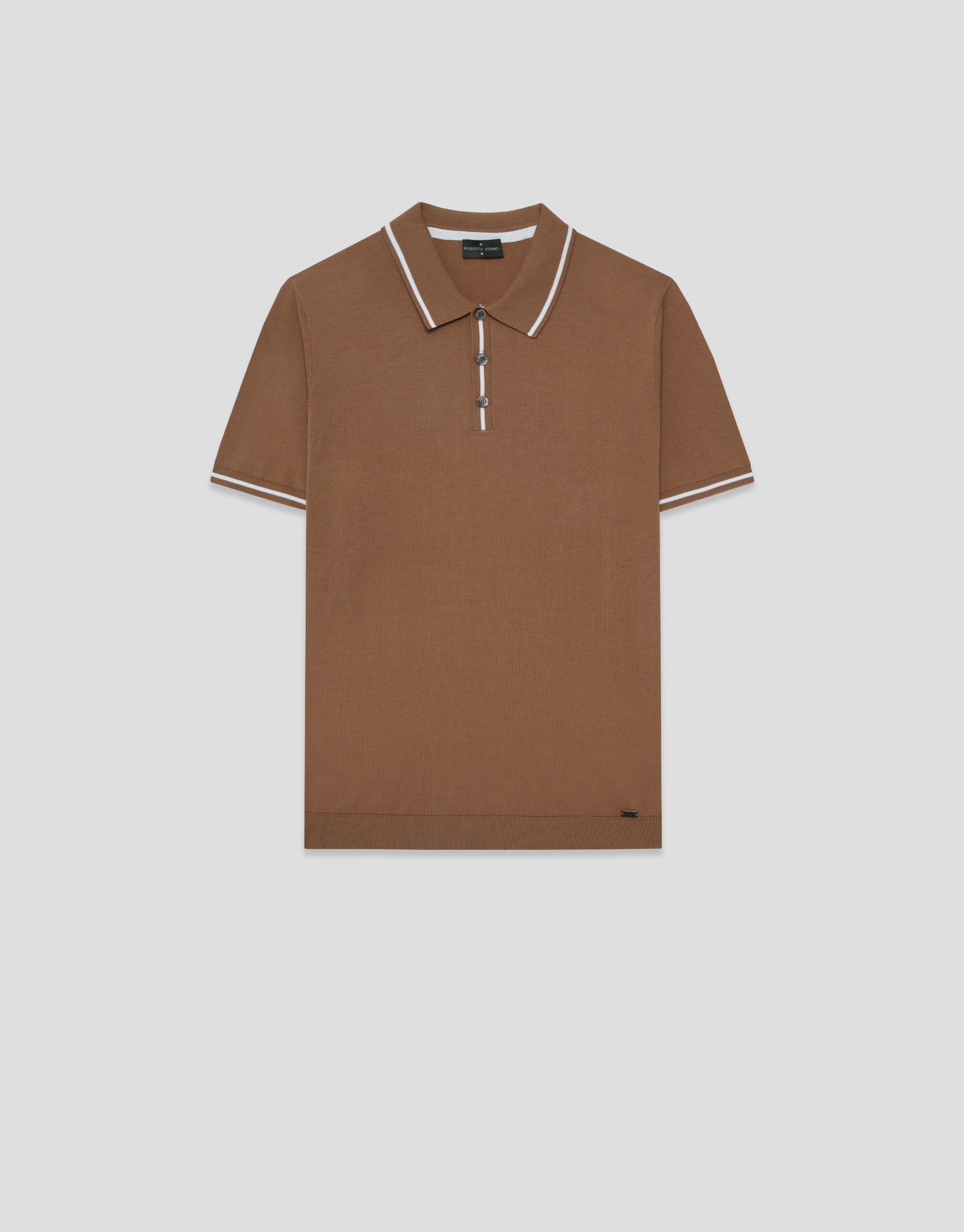 Camel knitted polo shirt - Man - SS2026 | Roberto Verino