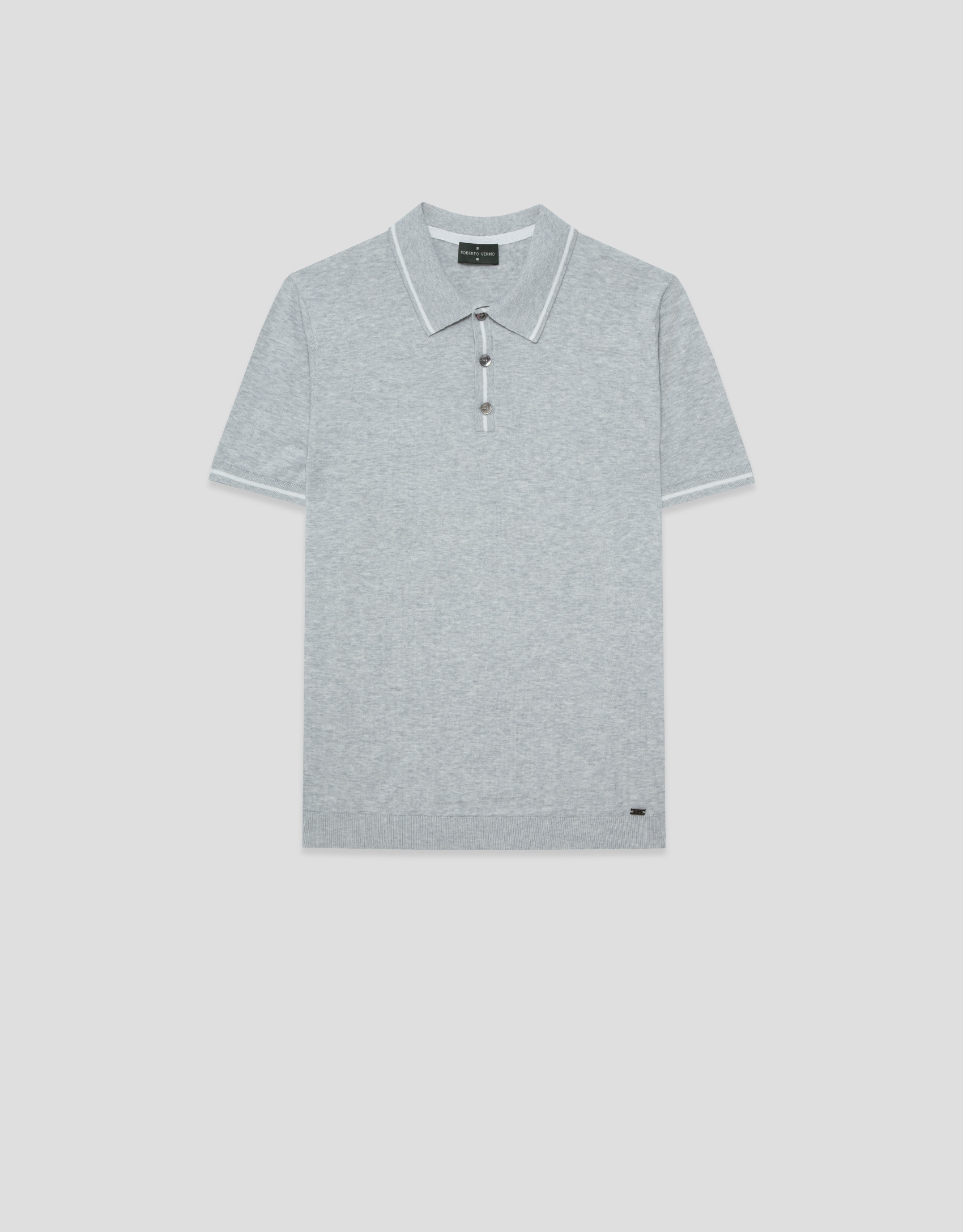 Grey melange knitted polo shirt - Man - SS2026 | Roberto Verino