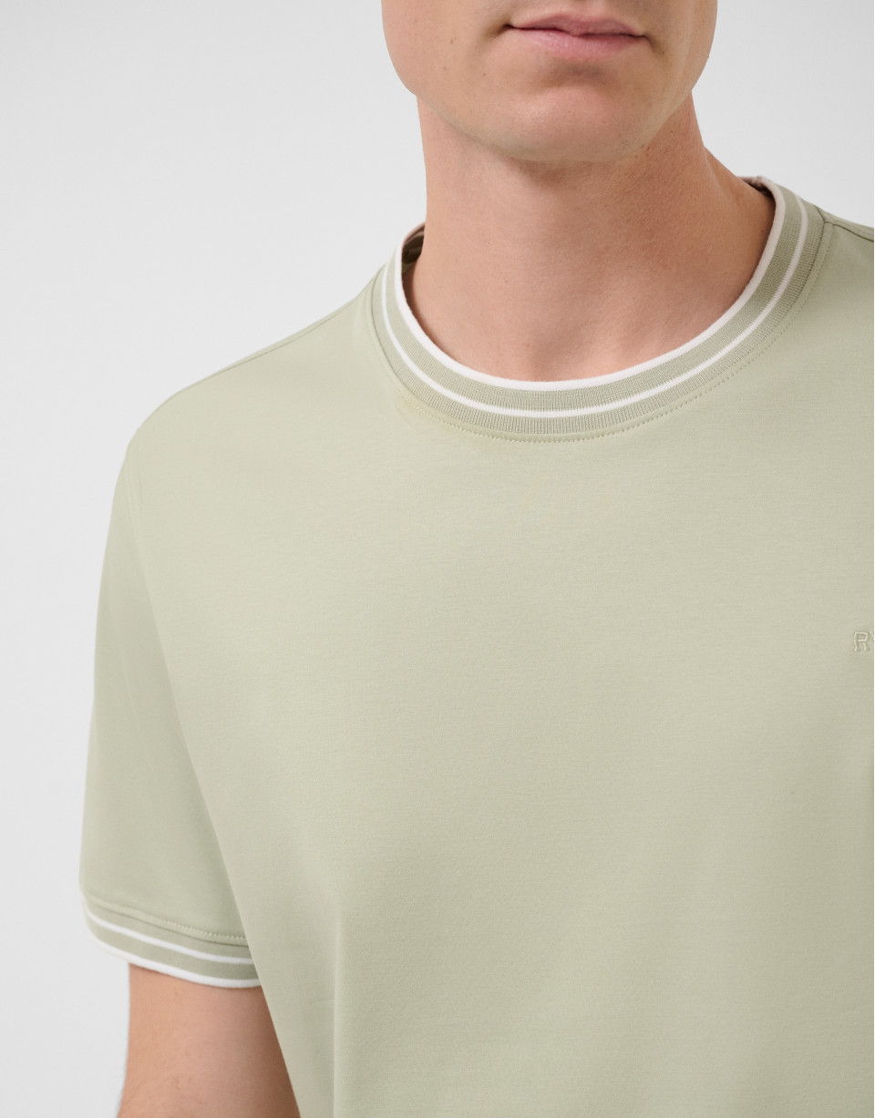 Light khaki mercerised short-sleeved T-shirt | Roberto Verino