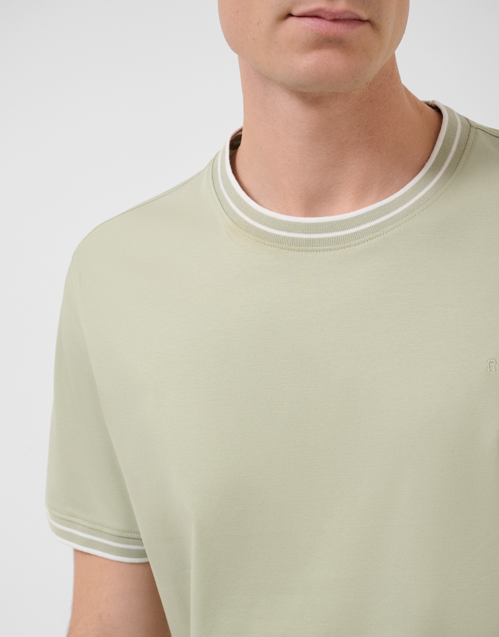 Light khaki mercerised short-sleeved T-shirt | Roberto Verino