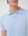 Light blue high twist knitted polo shirt - Man | Roberto Verino