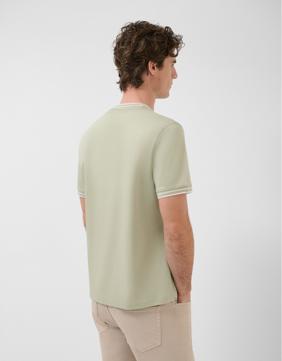 Light khaki mercerised short-sleeved T-shirt | Roberto Verino