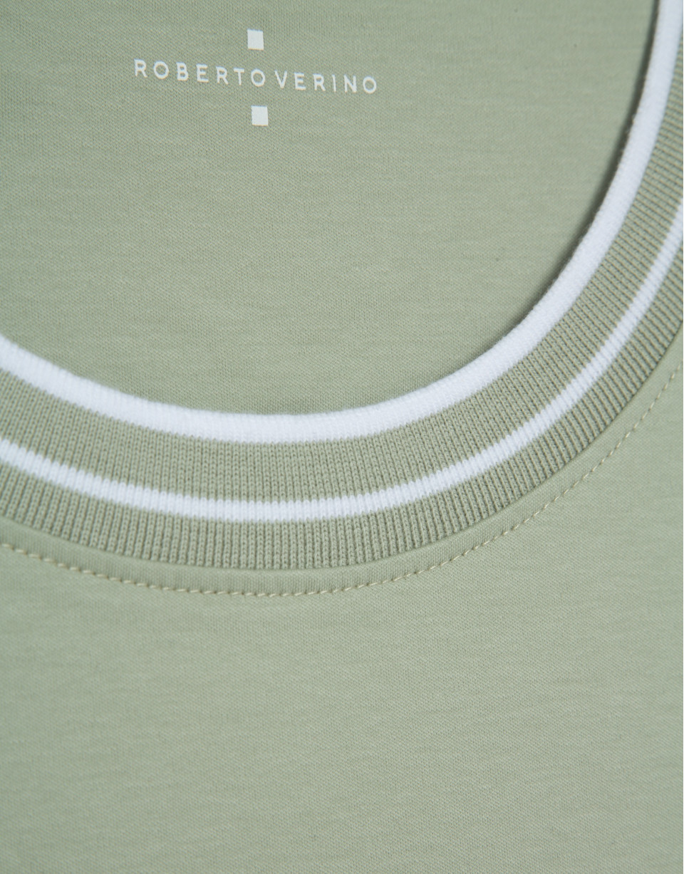 Light khaki mercerised short-sleeved T-shirt | Roberto Verino