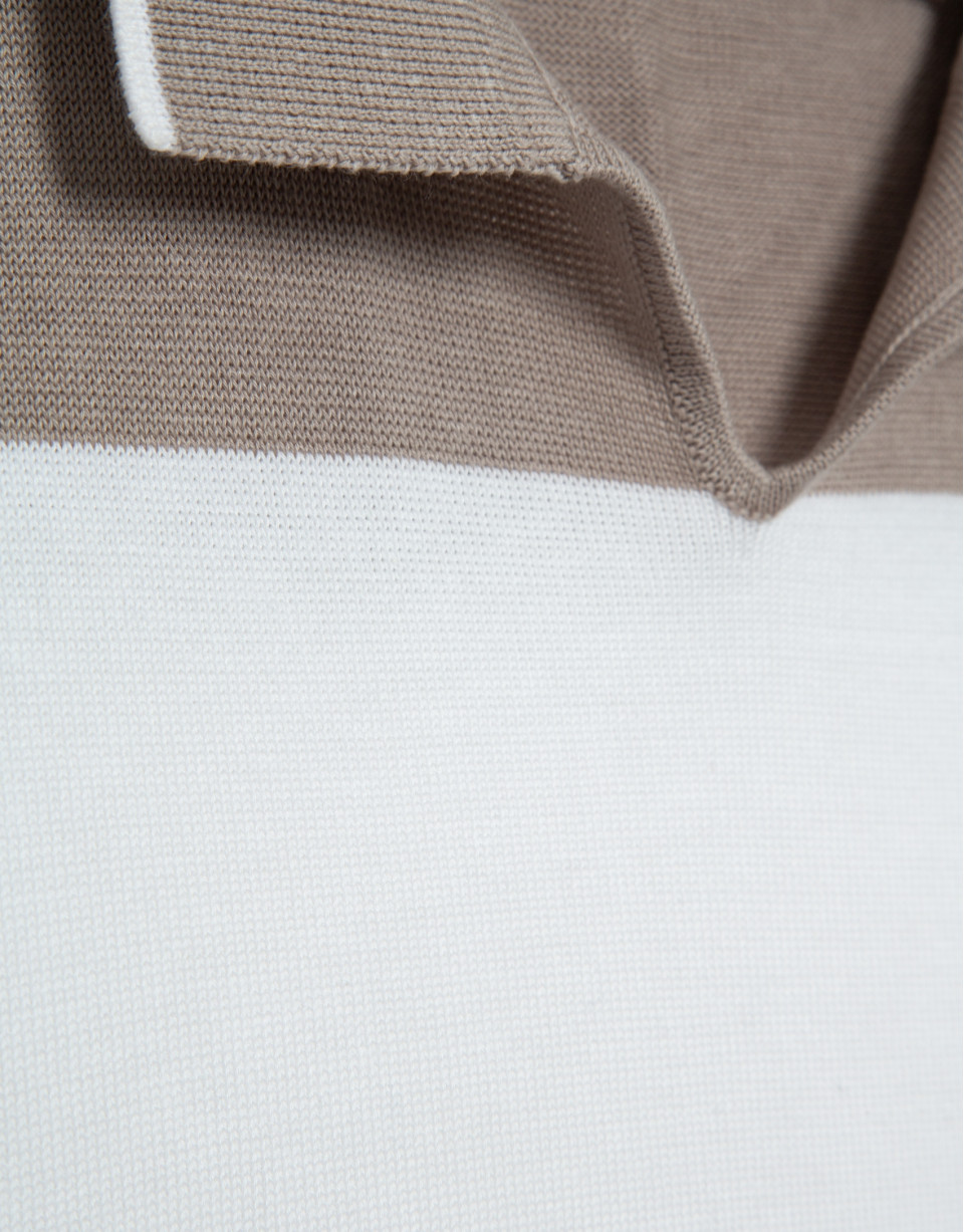 Polo tricotado rayas azul visón/blanco - Hombre | Roberto Verino