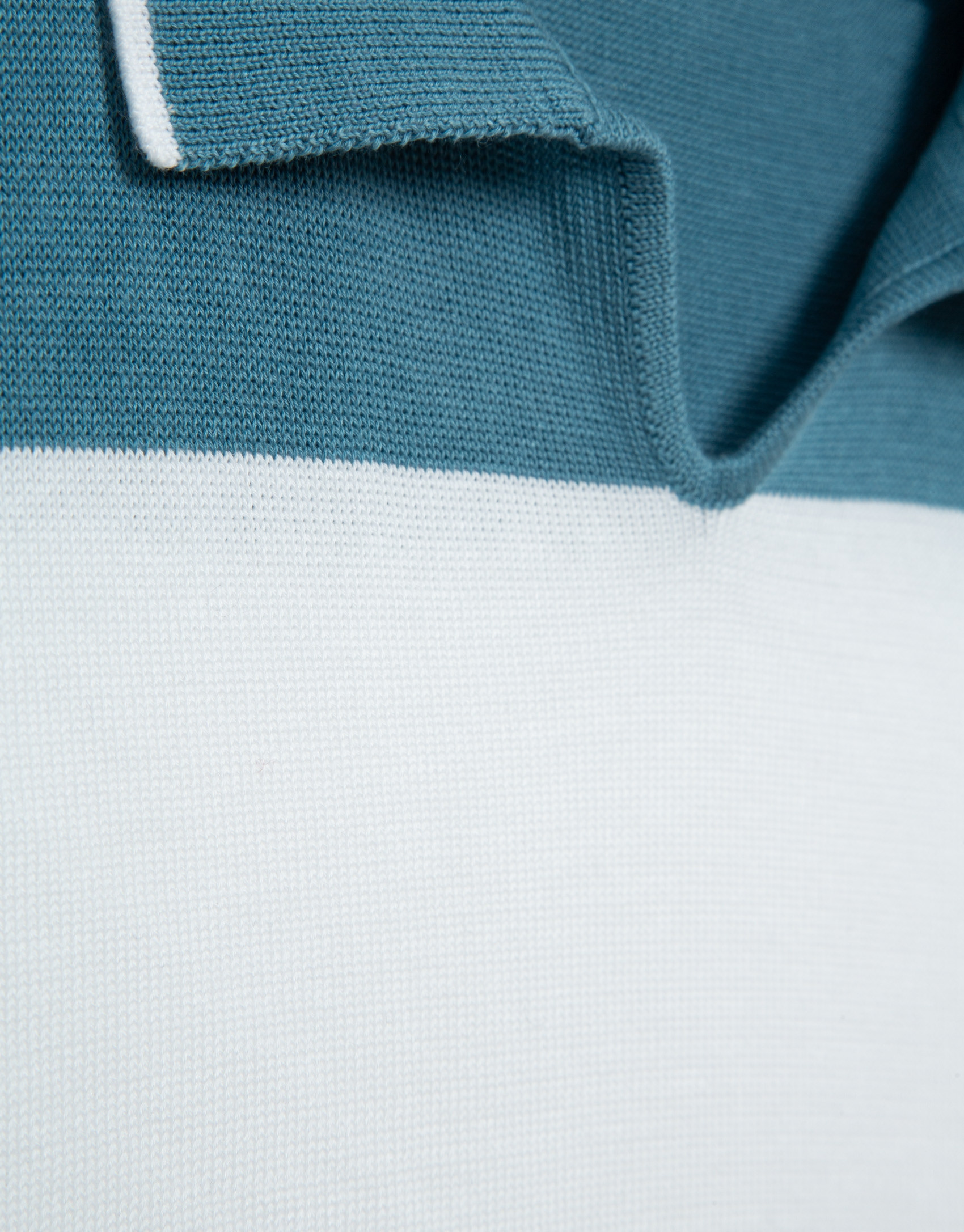 Teal/white striped knitted polo shirt - Man | Roberto Verino