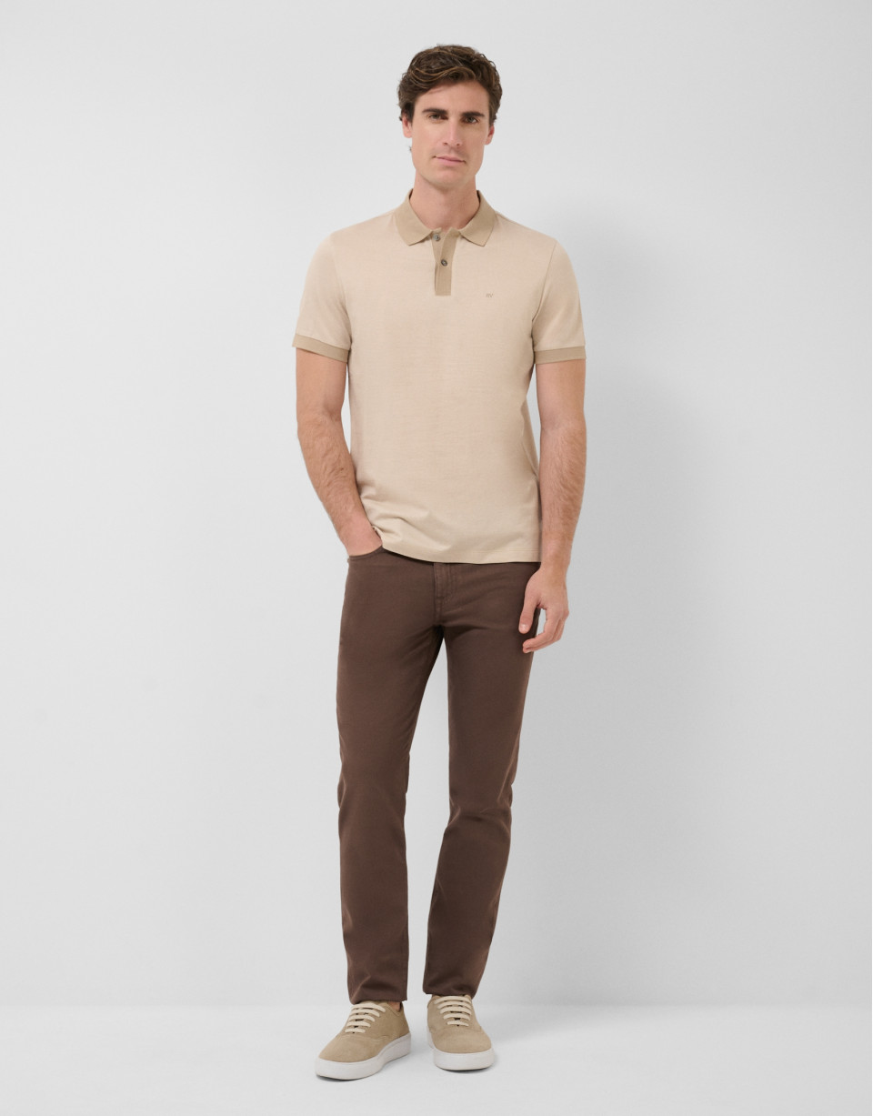 Three-colour camel/white mercerised jacquard ... | Roberto Verino