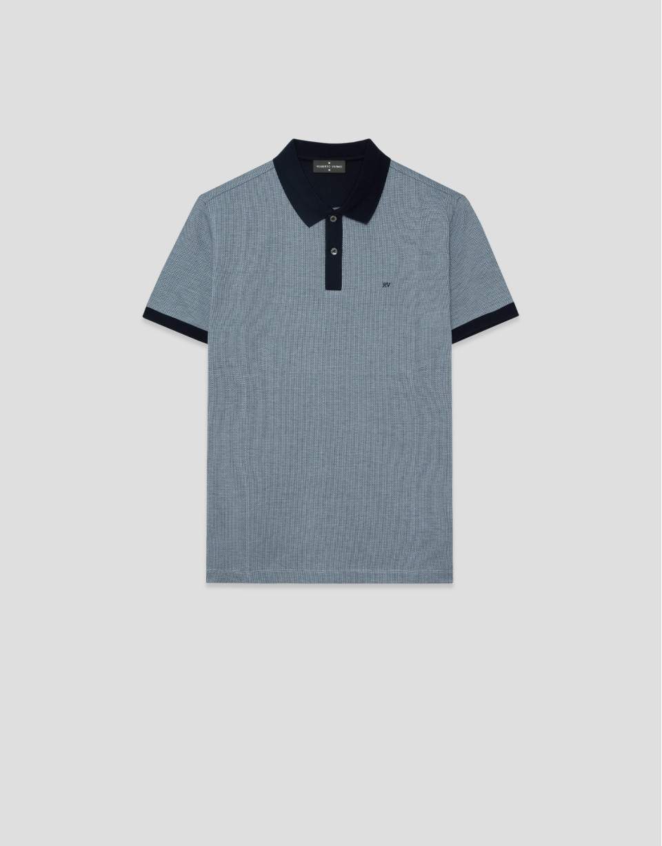 Polo jacquard mercerizado tricolor azules/blanco | Roberto Verino