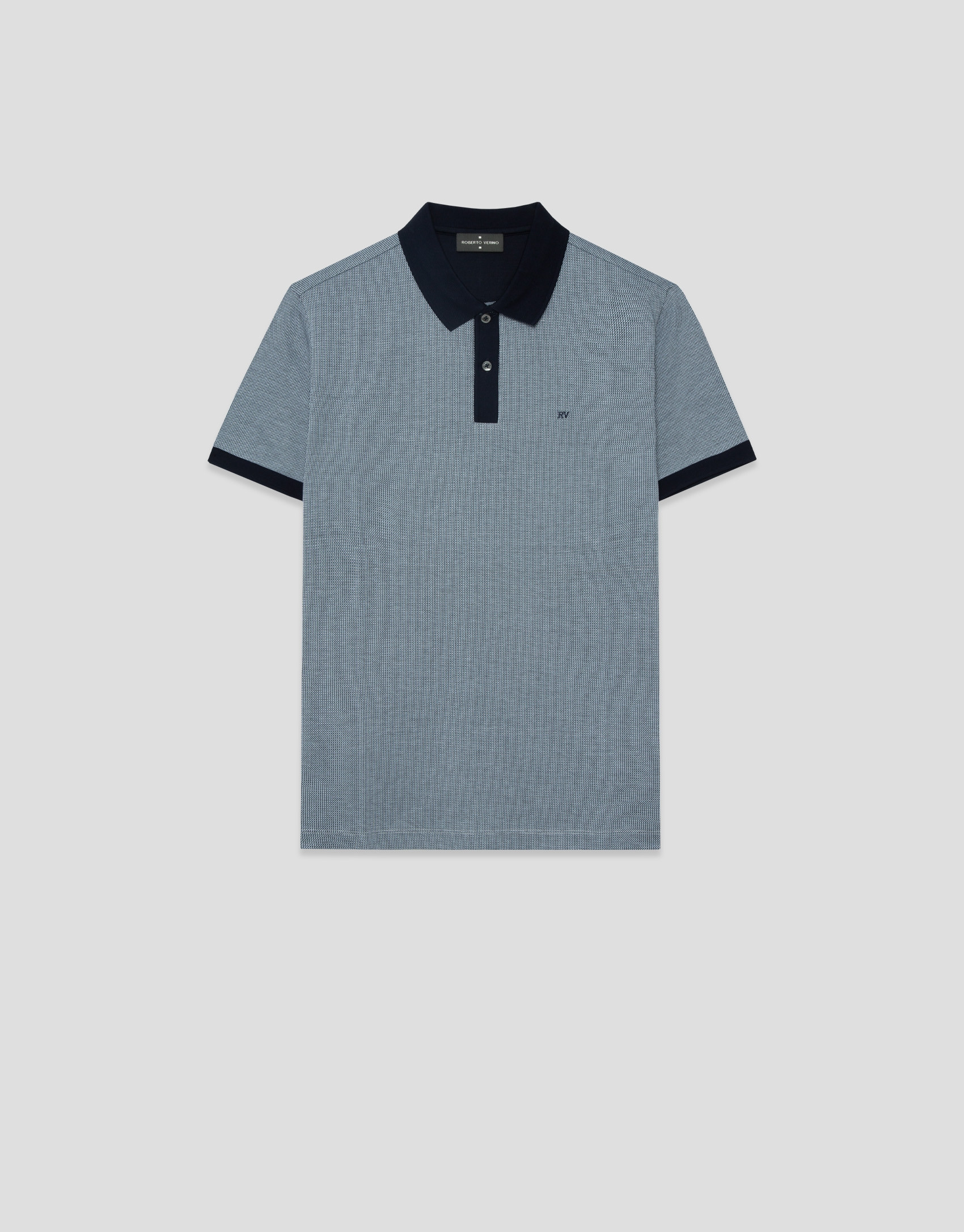 Polo jacquard mercerizado tricolor azules/blanco | Roberto Verino