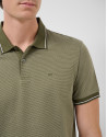 Polo jacquard mercerizado tricolor caqui/blanco | Roberto Verino