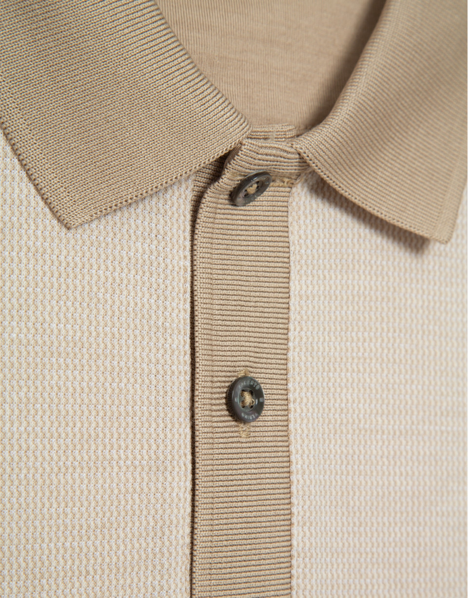 Three-colour camel/white mercerised jacquard ... | Roberto Verino