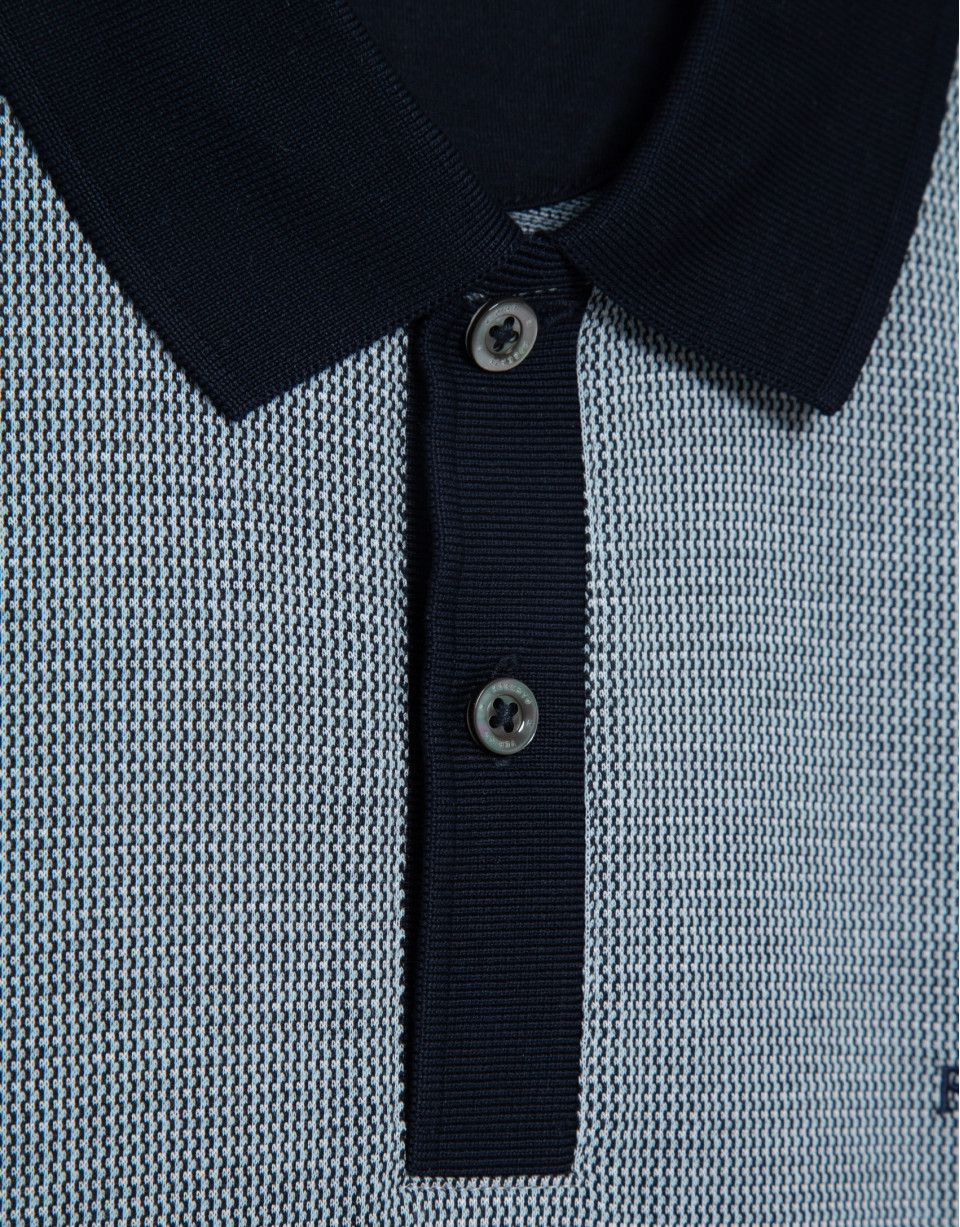 Polo jacquard mercerizado tricolor azules/blanco | Roberto Verino