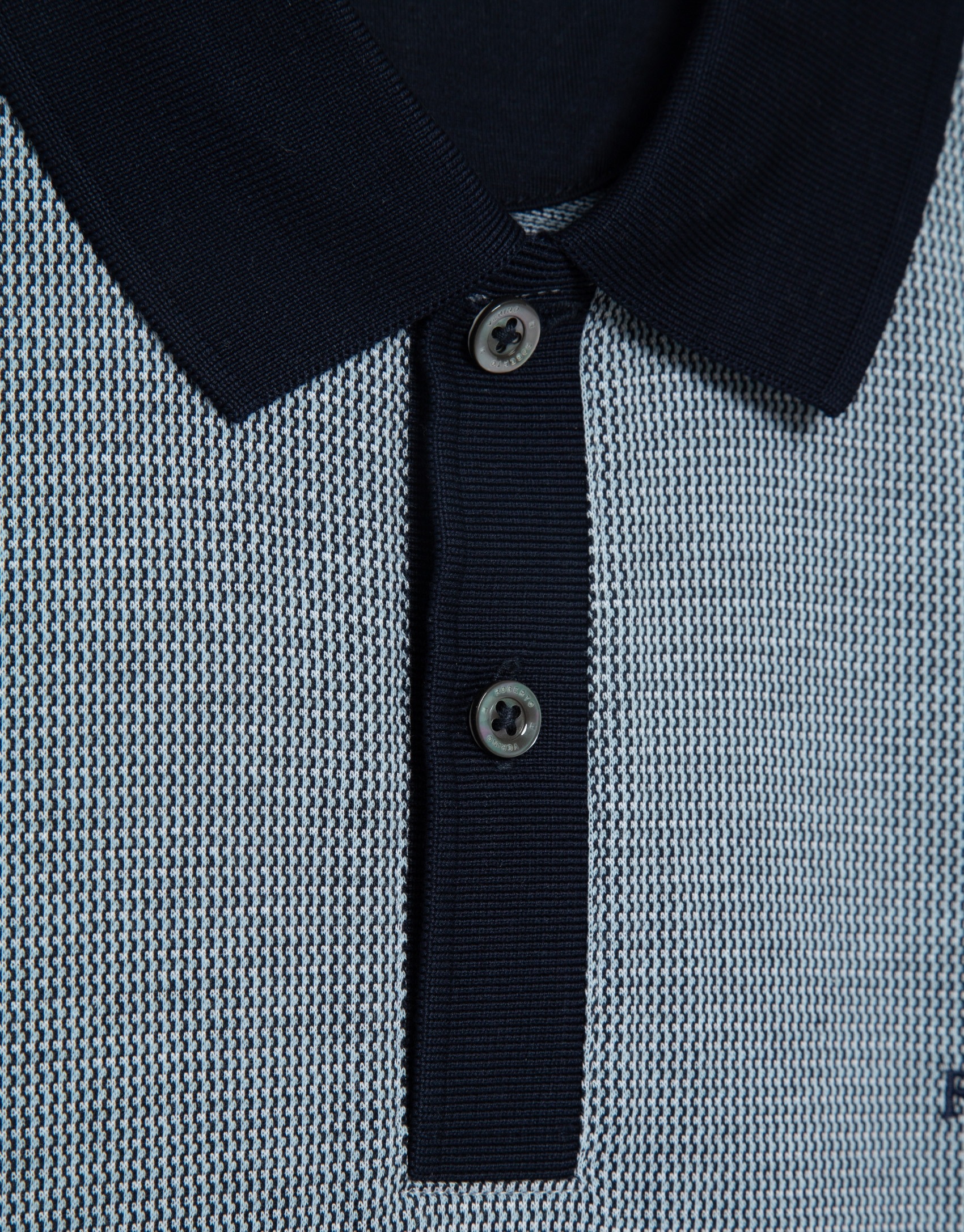 Polo jacquard mercerizado tricolor azules/blanco | Roberto Verino