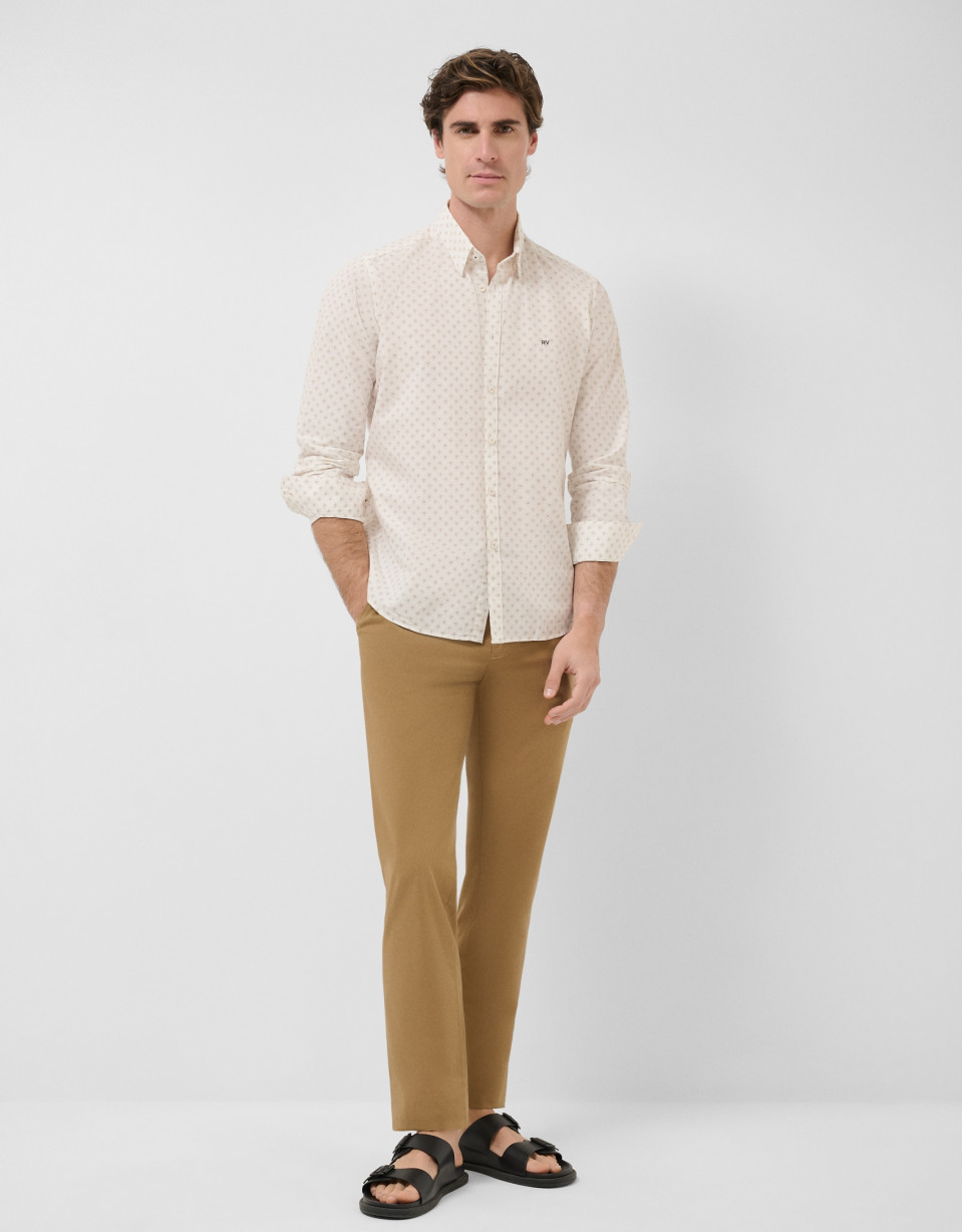 Camisa sport slim blanca estampado ... | Roberto Verino