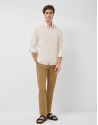 Slim-fit white shirt with brown geometric print | Roberto Verino