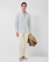 Regular fit light blue checked shirt with ... | Roberto Verino