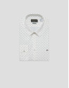 Slim-fit white shirt with brown geometric print | Roberto Verino