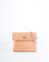 Bolso Messenger Miranda Safari camel con piel nobuck grabado cocodrilo