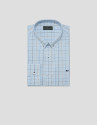 Regular fit light blue checked shirt with ... | Roberto Verino