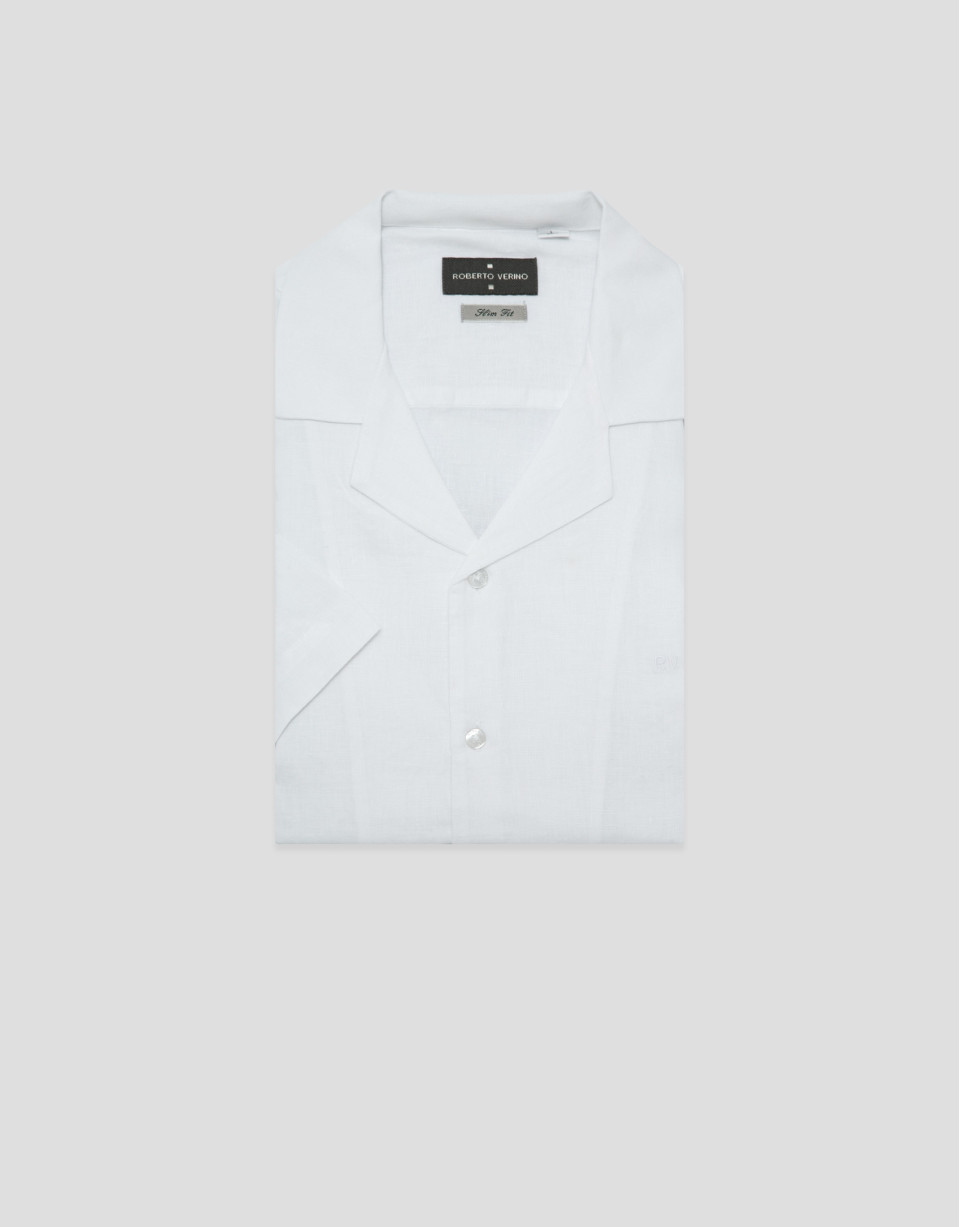Camisa guayabera slim fit lino blanco - Hombre | Roberto Verino