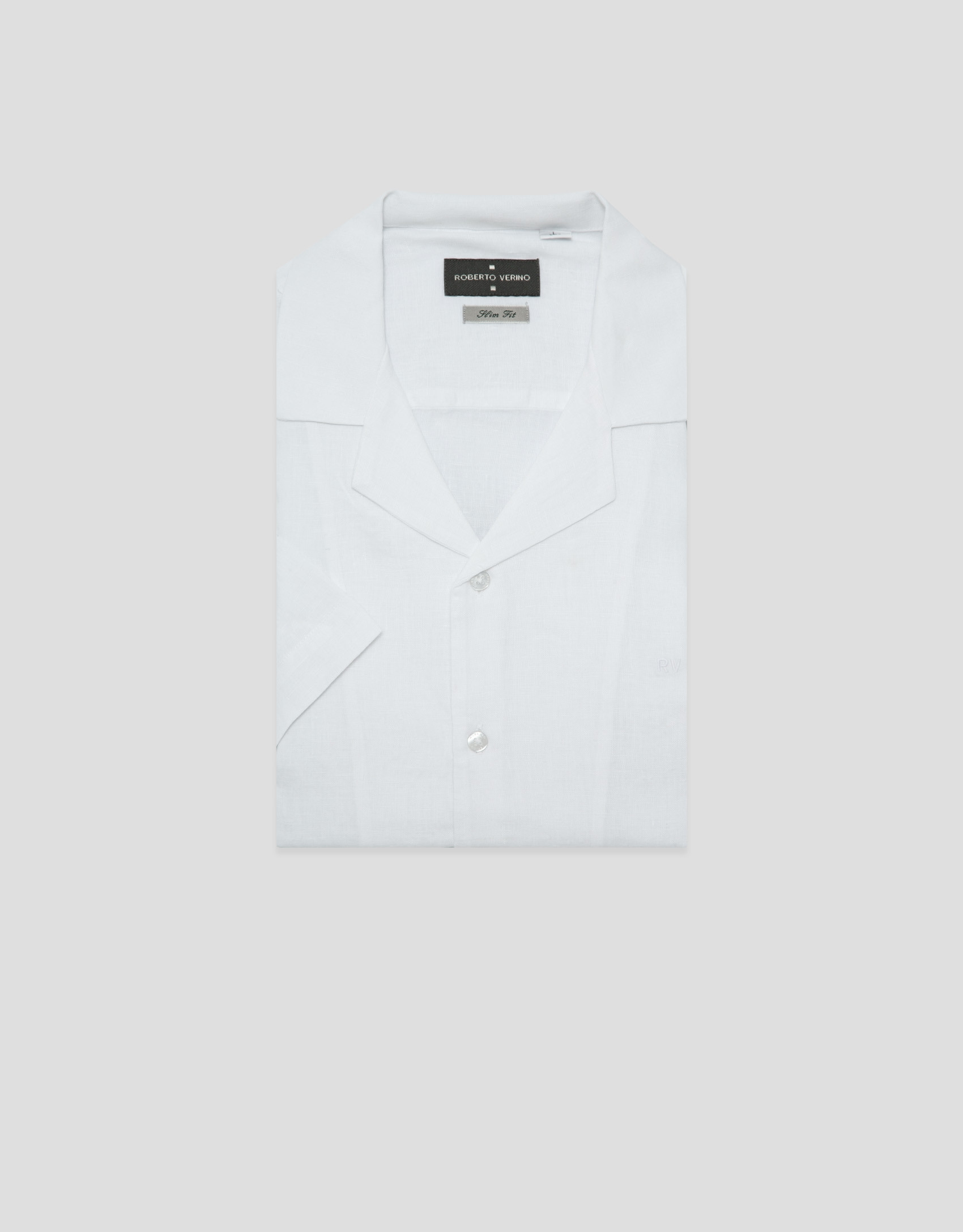 Slim fit white linen guayabera shirt - Man | Roberto Verino