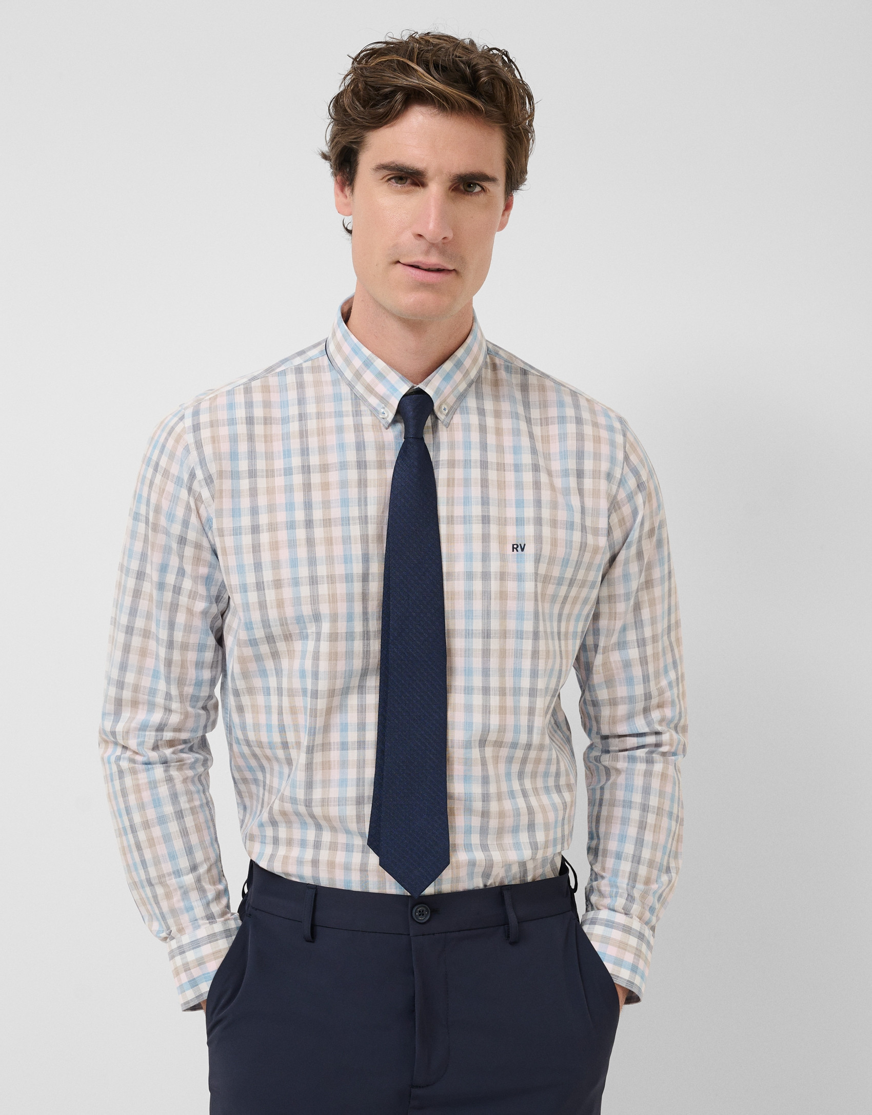 Regular fit multicoloured checked shirt - Man | Roberto Verino